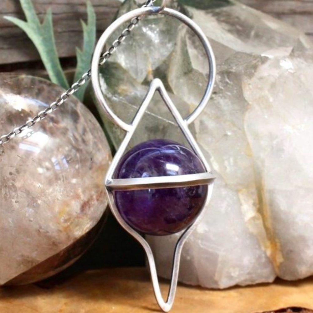 Amethyst Crystal Ball Pendant Sterling Silver 🔮